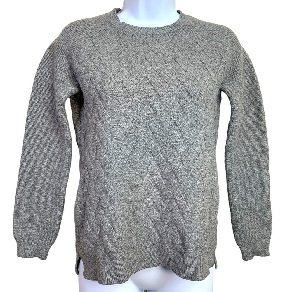 Small Grey Cyrus Cable Knit Academia Classic Casual Long Sleeve 4 6 Stretch